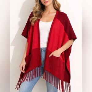 CAbi Fringe Wrap With Pockets